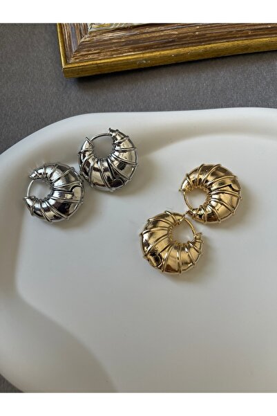 DKY Collection Tırtık Plaka Karides Model Silver Halka Küpe Vip Özel Seri Deniz Kabuğu Karides