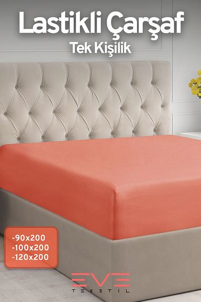 Eve Tekstil 100% Natural Cotton Single Rainforce Fabric Elastic Sheet and Pillowcase Set