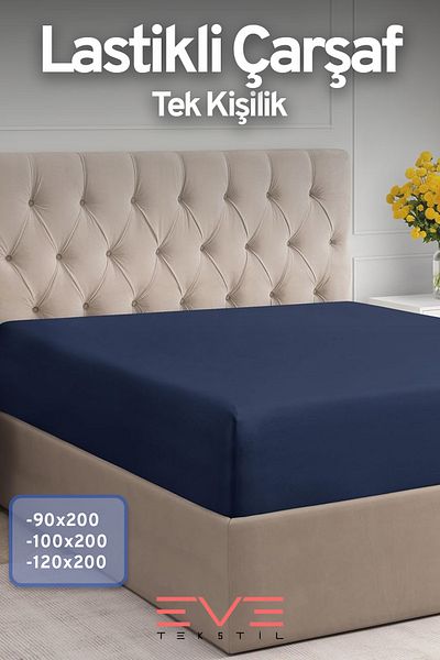 Eve Tekstil 100% Natural Cotton Single Rainforce Fabric Elastic Sheet and Pillowcase Set