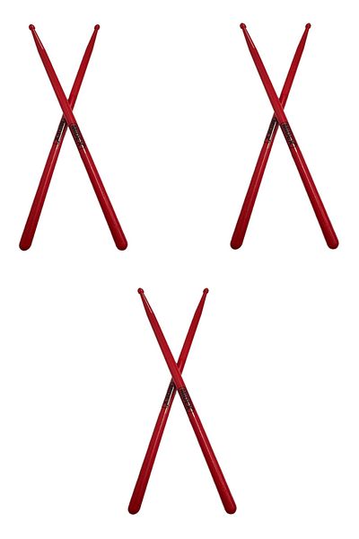 Midex GFK-801RD-3X 5A Палки за барабани, нечупливи полиемидни, червени, 5A палки за барабани, 6 броя