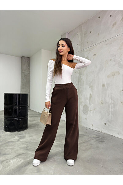 BİKELİFE Γυναικείο ψηλόμεσο ελαστικό φούτερ με τρεις κλωστές