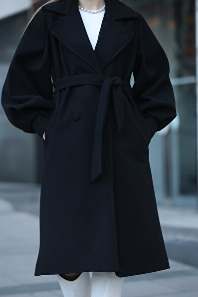 dezer Balloon Sleeve Lined Stamp Coat
