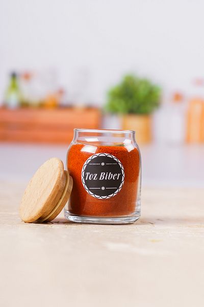 KRM HOME 300 Cc 12 Pieces Black Spice Holder Glass Jar Set - Wooden Vacuum Lid