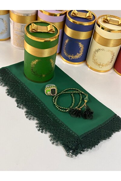çeyizlik setim Gift Prayer Cloth and Rosary Set - Dowry in Cylinder Box