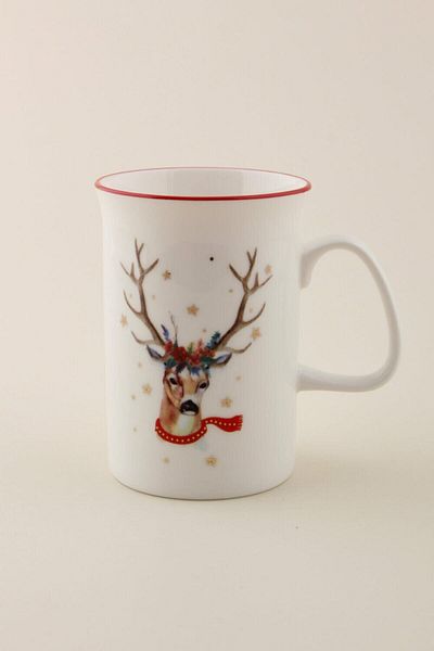 Porland White Deer Printed Mug 325cc