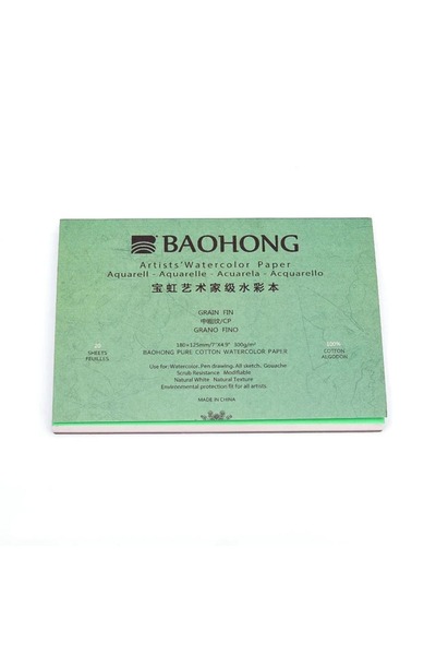 BAOHONG ورق ألوان مائية للفنان - ضغط بارد، 38 × 28 سم، 300 جرام (20 ورقة)