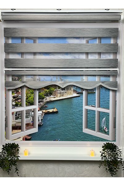 Fall Decoration Bambu Zebra Stor Gri Etek Dilimli (Alüminyum Kasa)