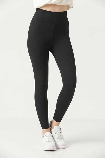 manolyabutik Women's High Waist Ribbed Leggings