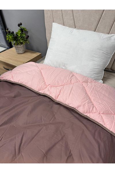 Clasy 100% Cotton Ranforce Single Quilt Double Sided Brown-Pink Plain Pattern