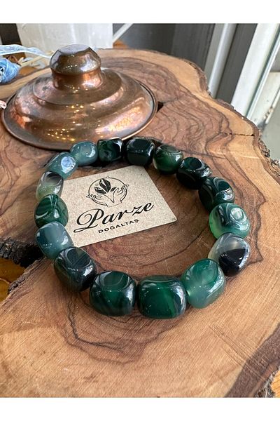 parze doğaltaş Green Agate Drumed Natural Stone Bracelet