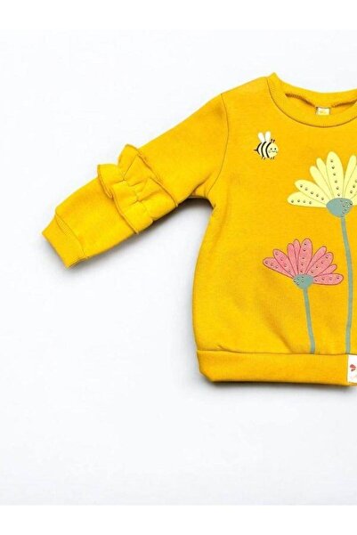 Zekids Φούτερ για κορίτσια με βολάν μανίκια και φλοράλ εμπριμέ φούτερ