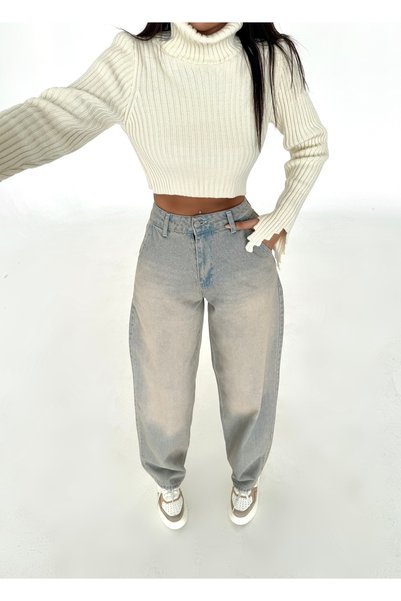 Swet Shop Jeans Women's pale effect vintage loose fit wide leg baggy jean pants