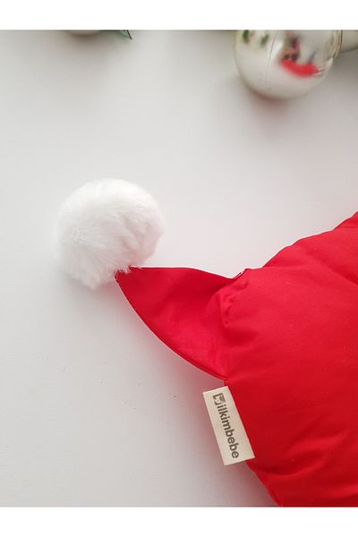 ilkimbebe New Year's Pompom Head Pillow, Flat Head Pillow, Baby Pillow, Cotton Fabric