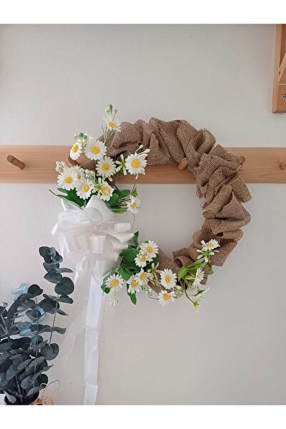 Home Jüt papatyalı çelenk kapı süsü