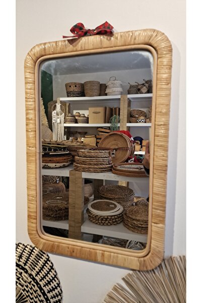 Bohe Collection Birinci Kalite Rattan Ayna (El Yapımı)