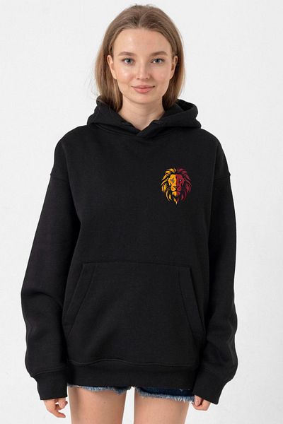 Tshirthane Leon Black Women's Hoodie 3Ip - Yellow Red