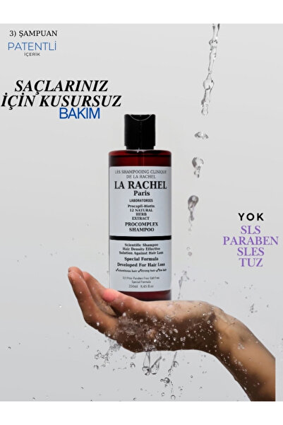 La Rachel Saç Dökülmesine Karşı Geliştirilmiş Bilimsel Saç Bakım Seti Serum-Tonik-Şampaun