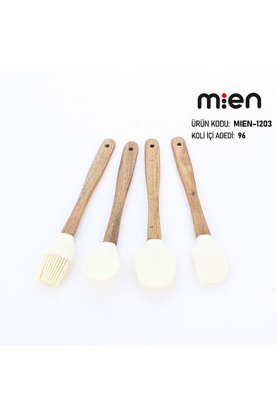 MİEN 4-Piece Silicone Heat-Resistant Cream Kitchen Set
