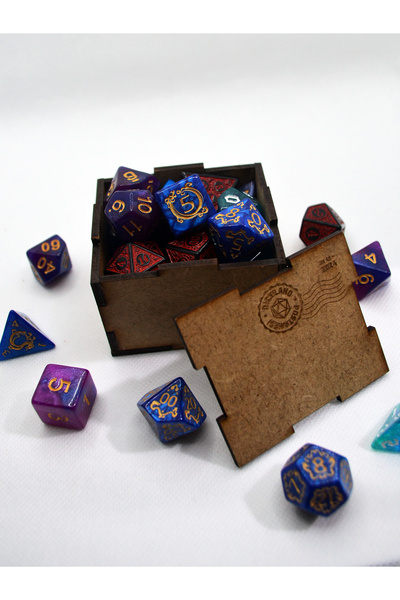 DiceLand Özel Tasarım Ahşap MDF Dungeons and Dragons DND Zar Kutuları