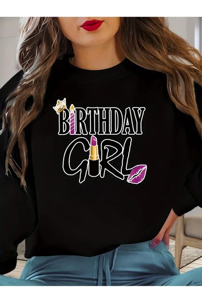 WOODROFFE Women's Happy Birthday Iyiki Doğdun Doğum Günüm Printed Crew Neck O...