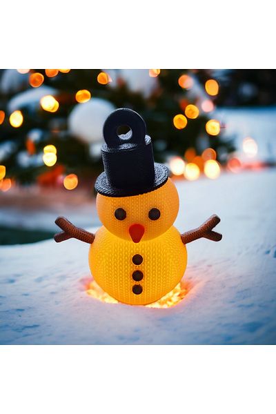 merni Flickering Light Snowman Table Ornament - Christmas Tree Hangable. (12.5cm X 10.5cm)