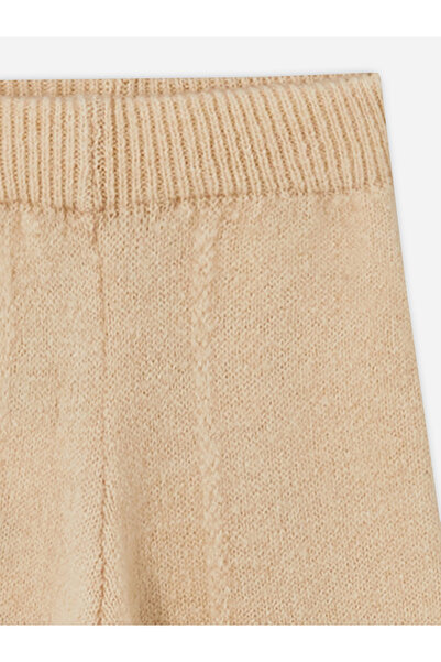 Dexia Plain Trousers - Beli Lastikli Triko Pantolon - Bej Renk