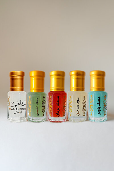 MUSK AL TAHARA Fıstık,nar,powder,beyaz,füme Oud 5 Adet Musk. 6ml Alkol Içermeyen