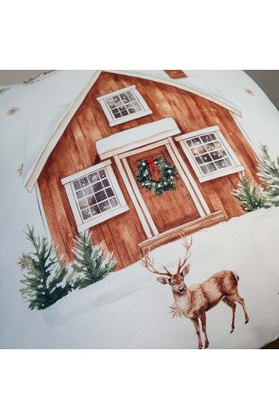 DECO New Year's Home Deer Snow Themed - Digital Printed Throw Pillow Cover