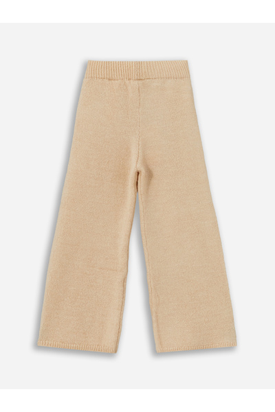 Dexia Plain Trousers - Beli Lastikli Triko Pantolon - Bej Renk