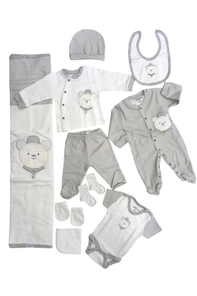 Aziz Bebe Plaid Bear Patterned 10-Piece Baby Hospital Discharge Bodysuit Set ...