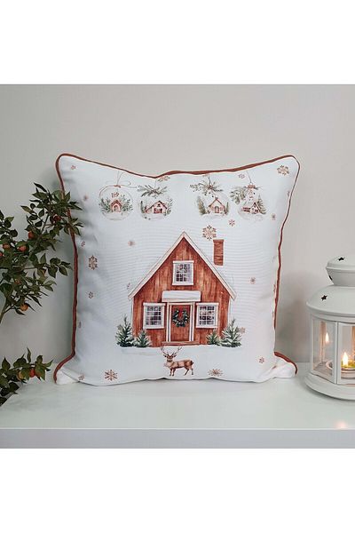 DECO New Year's Home Deer Snow Themed - Digital Printed Throw Pillow Cover