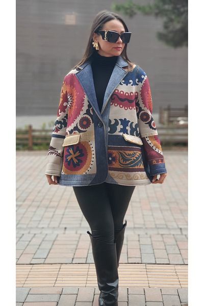 Park Moda JACHETĂ ITALIANĂ DIVER CU MODEL ETNIC