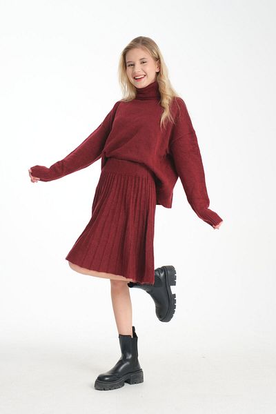 İLKCET MODA Set de tricotaje cu gât și fustă plisată