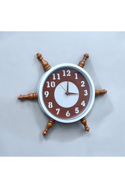 Bahat Wooden Nostalgic Sailor Sailor Rudder Wall Living Room Office Clock Diameter 36 cm