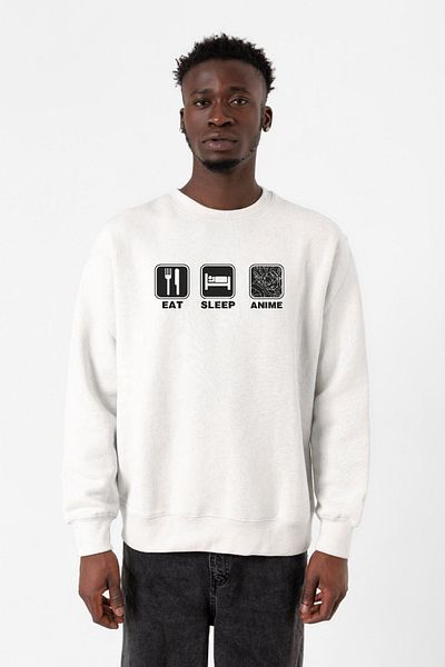 Tshirthane Φούτερ Eat Sleep Anime White Ανδρικό φούτερ 2ip