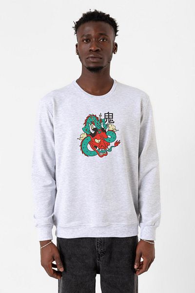 Tshirthane Dragon Samurai Anime Karmelange Ανδρικό φούτερ με 2 κορδόνια