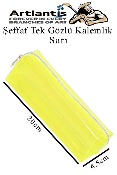 Artlantis Şeffaf Kalemlik 1 Adet Tek Gözlü Transparan Kalem Kutusu Fosforlu R...