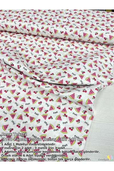 Renk Tekstil Fruits Serisi %100 Pamuk Metrelik Kesim Poplin Kumaşlar