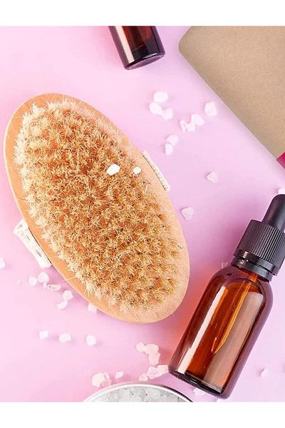 NAHAMİS TRADE Natural Horsehair Brush, Anti-Cellulite Bath Brush