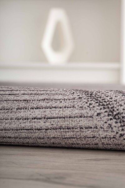 Serente Home Modern Patterned Washable Non-Slip Base Chenille Anthracite Gray Living Room Carpet 4136