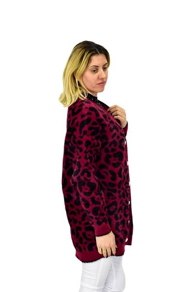 Nefise Women's Leopard Pattern Cardigan 101002   Bgl-St04079