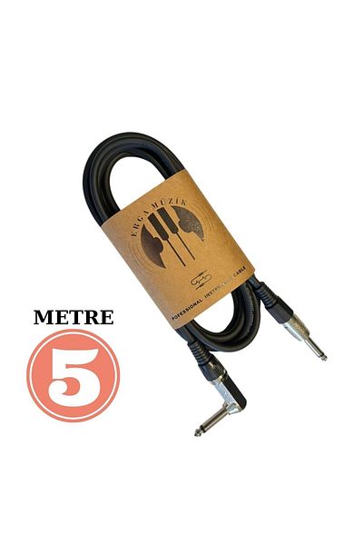 Erga Müzik Guitar Jack Cable 5m Flat-L Electro Acoustic Bass Binding Violin Snare Amplifier&Mixer Compatible Jack Cable