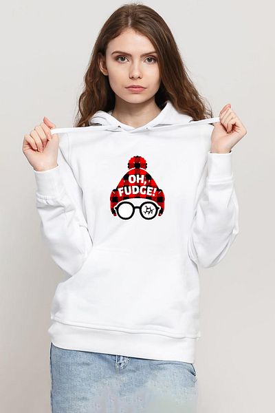 Tshirthane Oh Fudge Christmas White Women's 3Ip Hooded Sweatshirt