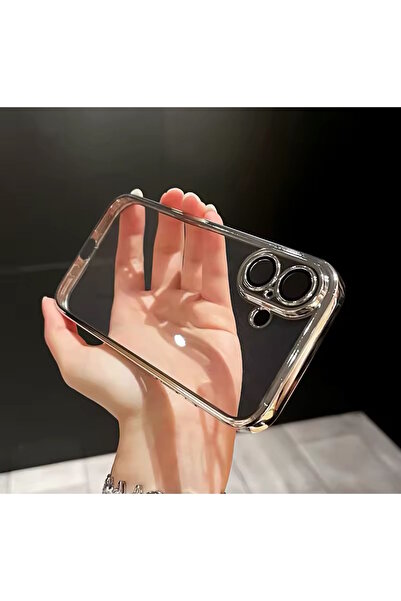 m.tk moveteck İphone 16 Plus Kılıf Tam Kamera Korumalı Metalik Parlak Renkli Kenarlı Yumuşak Silikon Lensli Kapak