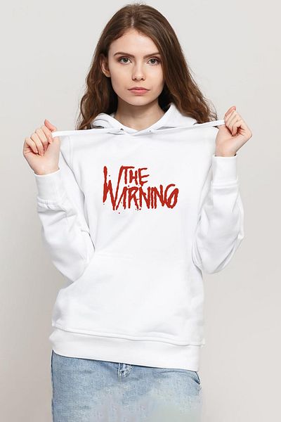 Tshirthane The Warning Logo White Women's 3Ip Hooded Sweatshirt