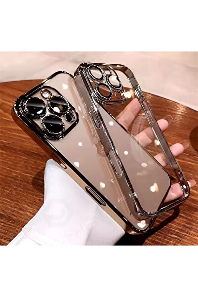 m.tk moveteck İphone 16 Pro Kılıf Tam Kamera Korumalı Metalik Parlak Renkli Kenarlı Yumuşak Silikon Lensli Kapak