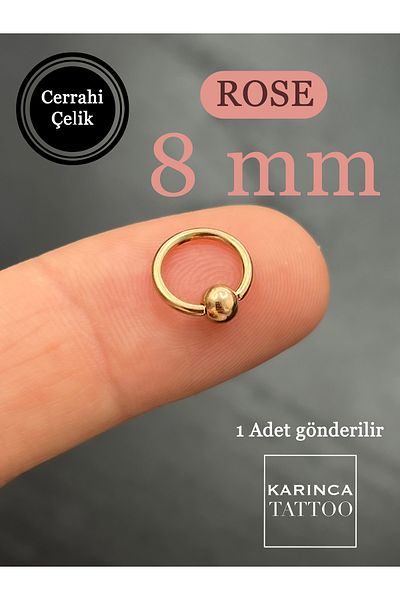 Karınca Piercing 8 Mm Rose Color Tragus Lip Forward Helix Septum Smiley Nose Ear Ring Piercing