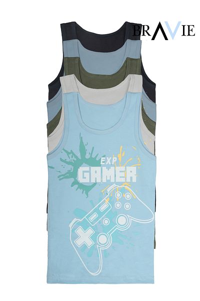 Bravie Colorful Gamer Written Boys' Undershirt 5 Pack