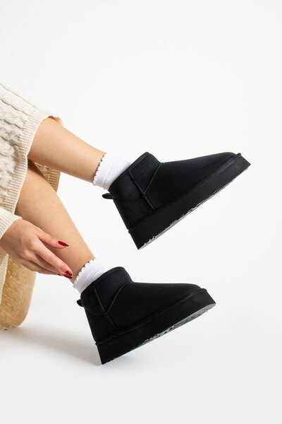 StWenn Suede Women's Mini Boots - Thick Sole and Fur Inside (Cheap Eva Sole - Poly Sole)