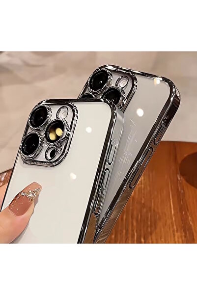 m.tk moveteck İphone 16 Pro Kılıf Tam Kamera Korumalı Metalik Parlak Renkli Kenarlı Yumuşak Silikon Lensli Kapak